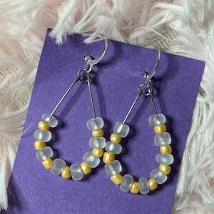 Frosted White & Gold (Silver Hooks)